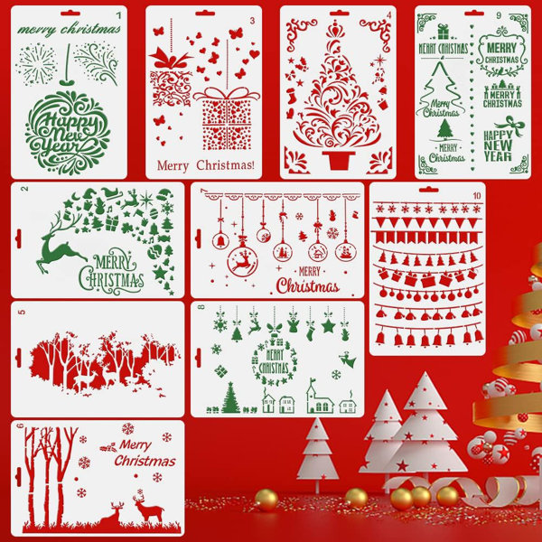 The Holiday Aisle® 10 Piece Christmas Stencils Template Set , Journal